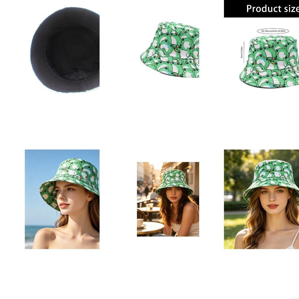 Packable Hat Nylon - Opvouwbare vissershoed met kikkerprint voor weekendreizen,