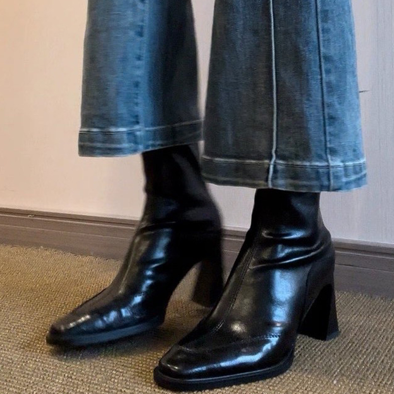 Espadrille Slip On - Hoge Hakken Dames Enkellaarsjes Mode Dikke