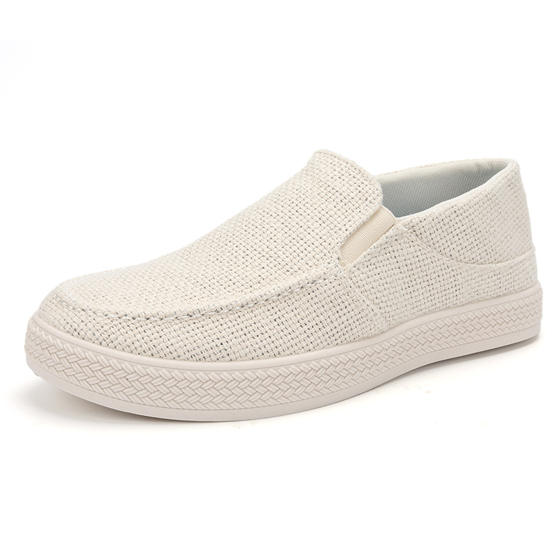 Espadrille Slip On - Heren linnen instappers, ademend geweven bovenwerk,
